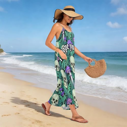 Robe d'été Pastel Gothique dos ouvert taille M imprimé champignon et crâne - 2