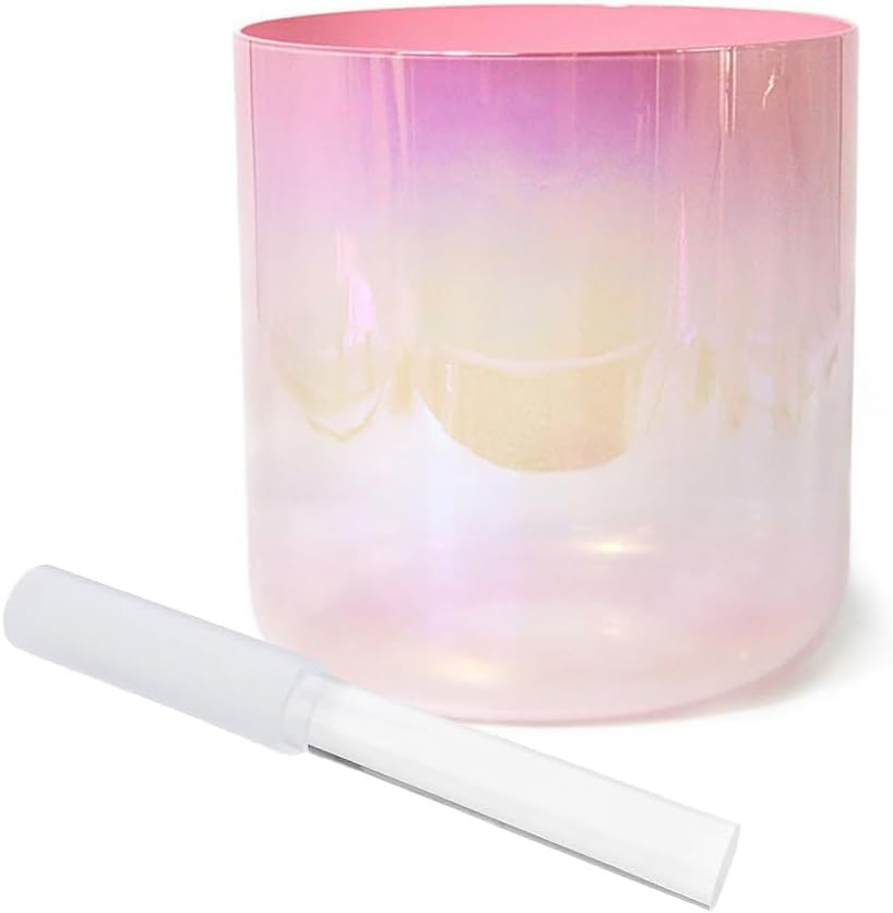 7 inch Pink Alchemy Crystal Singing Bowl, Sound Healing, Sound Bowl Chakra Bowl, Gift For Yoga Meditation, With Acrylic Striker & O-ring(D Note)