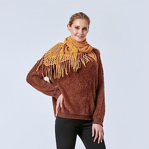 SUDNJIALQ Cachecol Feminino Borla Cor Sólida Outono Triangular Xale Quente Capa para Tempo Frio Casu
