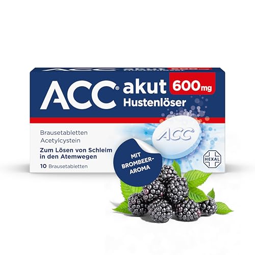 ACC® akut 600 mg Hustenlöser, 10 Brausetabletten, Brombeer-Aroma – löst festsitzenden Schleim, erleichtert das Abhusten und befreit so die Bronchien, nur 1x täglich