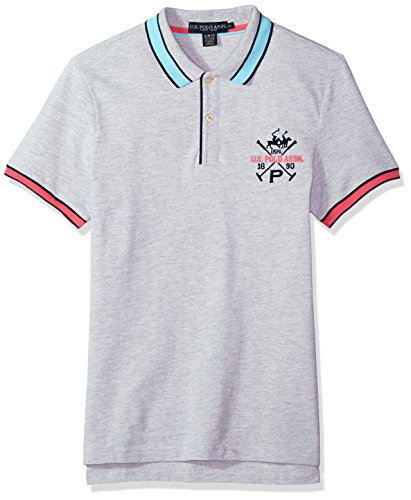 U.S. POLO ASSN. Herren Short Sleeve Slim Fit Solid Pique Polo Shirt Poloshirt, Hellgrau-grau Khkj, Groß