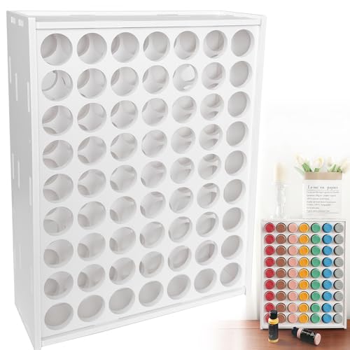 Image of paint organizer, 63 holes acrylic paint organizer, craft storage and Apple Barrel vertical storage, for 2oz Craft Paints