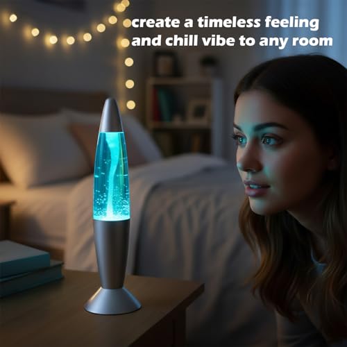Image of KARP LED Motion Lamp with Multicolor Glitter Effect |USB & Battery Slot(Batteries Not Included)|Relaxing Decorative Night Lamp for Home, Office & Gifts (13.5 Inch Rocket Shap Lamp)
