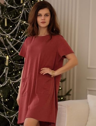 Image of Deyeek Open Back Hospital Gowns for Women Tear Away Short Sleeve Post Surgery Soft Nightgowns for Elderly Women with Pocket