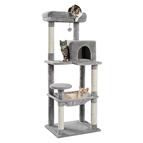 PAWZ Road 143cm Cat Tree, Big Cat Tower with Large Hammock for Indoor