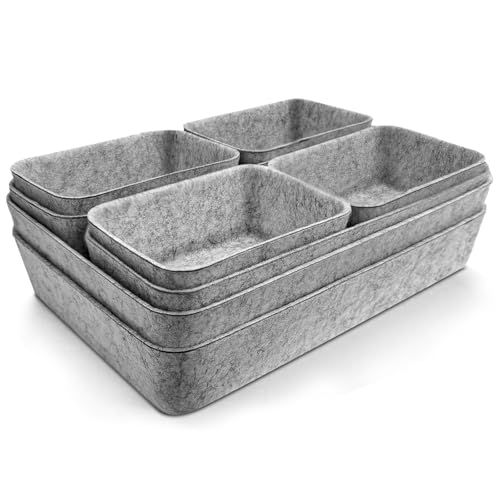 Captainfive 8 Stück Schubladen Organizer, Stapelbare Filz-Aufbewahrungsboxen, Schubladen Ordnungssystem für Schreibtisch, Schminktisch, Nachttisch,...