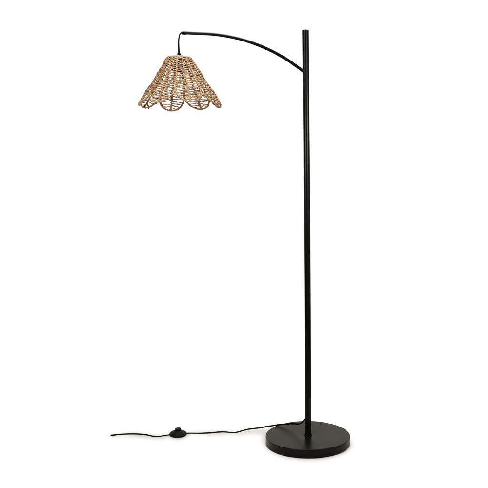 Preto Black Metal Curved Floor Lamp - Flower Shade