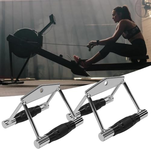 ラットプルダウン アタッチメント、ローインググリップナロー、プッシュダウンダブルDグリップ、ローイングマシングリップセット、プルダウンエクササイズグリップ、パラレルグリップ、クローム、フィットネス用プッシュダウンVシャープバー、V字型筋力トレーニング用ダブ