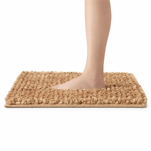 Recopilación de Tapetes dib los 10 mejores. 44 Bluelander Tapete para Baño de Chenille 40x60 cm, Tapete Suave y Grueso de 3 cm, Tapete para Sala o Baño, Alta Absorción y Confort (Beige)