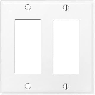 OVERSIZED 2 Gang Rocker - Decora Metal Wall Plate - Jumbo Wall Plate for Decora Style Light Switches, GFCI, Electrical Plug Outlets, Stainless Steel Painted White, UL Listed, 5.5" x 5.5" - Made in USA