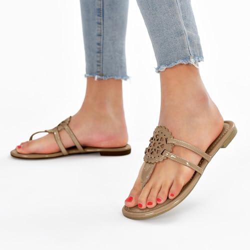 Image of katliu Women's Flat Sandals Flip Flop Sandals Comfortable Dressy Thong Sandals