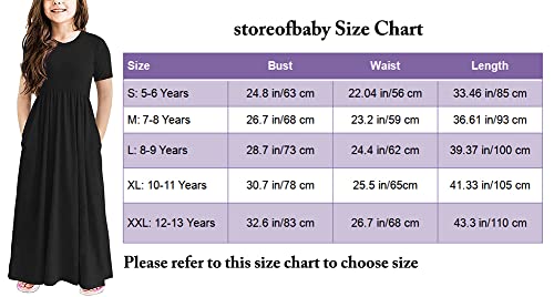 Storeofbaby Girls Summer Maxi Dress Casual Solid Black Long Dresses For Holiday #TOP5