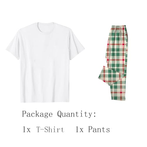 2Pcs Pajamas T-shirt Pants Plaid Sleep Lounge Pj Tops Bottoms Couples All-Match Sets Pjs for Women and Men3