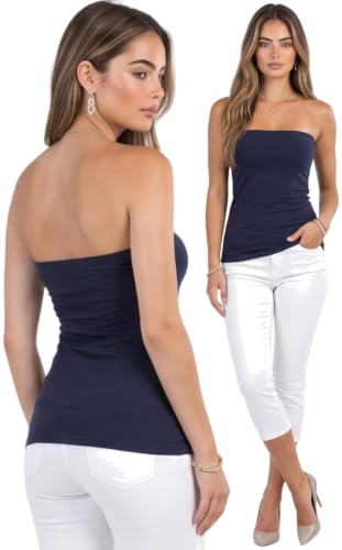 Image of ToBeInStyle Women's Cotton-Spandex Blend Stretchy Tube Top
