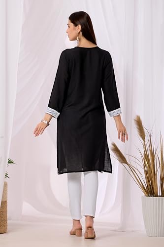 Image of Sidhidata Women's Rayon Sequence & Beads Embroidered Kurti (Kurti Beads)