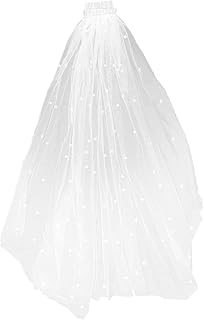 Pearl Bride Veil, White Short Wedding Veil with Comb Elegant Bridal Veils for Women Bachelorette Party Engagement Anniversary Photo Props