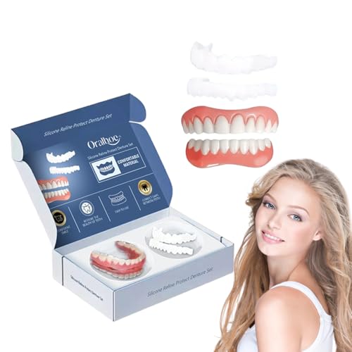 GXGM 1 Juego de Dentadura Postiza Provisional,Carillas Dentales Profesionales Prótesis Dental,Carillas Dentales Universales Superiores e Inferiores,Adatto per Uomini e Donne