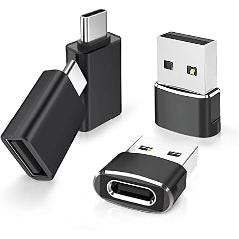Elebase 4Pack USB to USB C Adapter&Type C Male to 3.0 Female Charger,Thunderbolt 4 to Type A OTG Converter for iPhone 16 15 14 Pro Max Plus,Mouse Keyboard,Galaxy S23 S24,MacBook,Apple Watch,CarPlay Cover