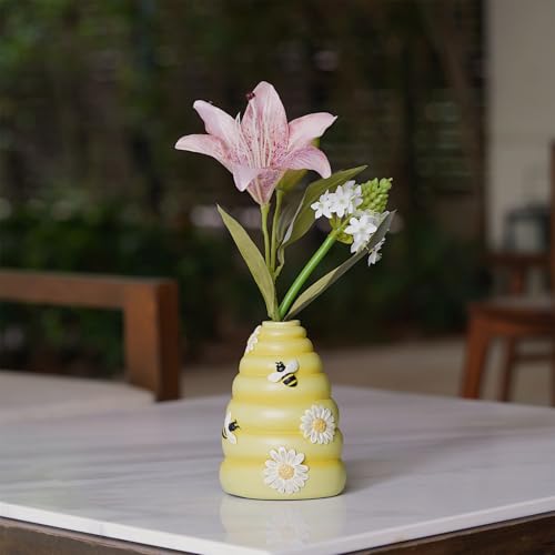Vase à fleurs rustique abeille et marguerite pour centre de table
