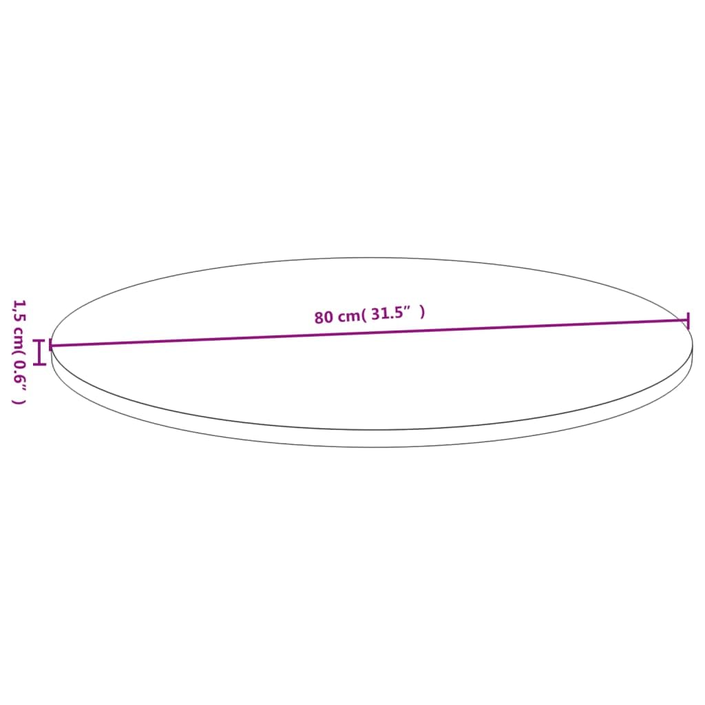 Plateau de Table Rond Ø80 cm en Bambou Verni - Dessus de Table Durable pour Table Basse, Table de Bar et Meuble de Salon - Planche Circulaire de Remplacement 1,5 cm