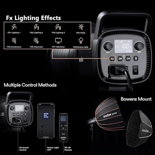 Image of Godox SL60IID 70W LED Video Light, 18600Lux@1M 5600K LED Continuous Light, CRI96+ Bluetooth&Remote Control 8 Fx Effects, Compact Studio Light for Video&Photography