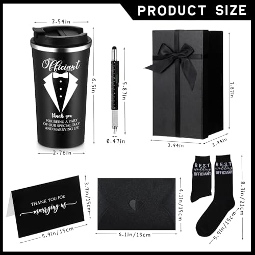 Nuanchu-6-Pcs-Officiant-Gifts-Wedding-Proposal-Best-Officiant-Ever-Gift-17oz-Stainless-Steel-Coffee-Cup-Socks-Multi-Tool-Ballpoint-Pen-with-Greeting-Card-EnvelopeBlack Nuanchu 6 Pcs Officiant Gifts Wedding Proposal Best Officiant Ever Gift 17oz Stainless Steel Coffee Cup Socks Multi Tool Ballpoint Pen with Greeting Card EnvelopeBlack