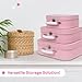 Jewelkeeper Vintage Suitcase Storage Boxes - 3 Sizes: Small (8x6x3 in), Medium (10x7x3.2 in), Large (11.5x7.5x3.75 in) - Baby Pink, Stackable, Sturdy Cardboard - Perfect for Decor, Storage, or Gifts