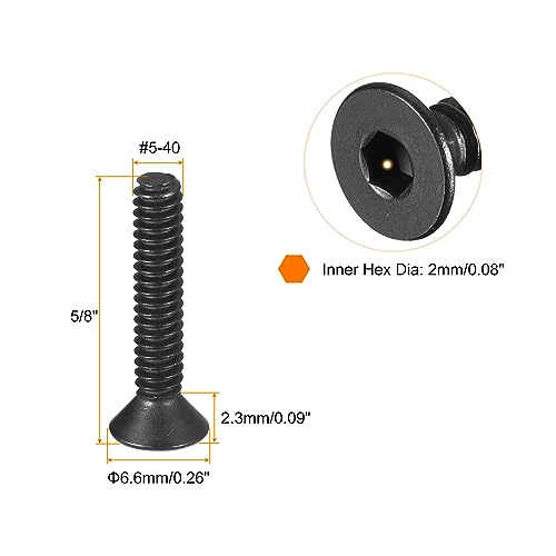 uxcell #5-40x5/8" Flat Head Socket Cap Screws - Image 2