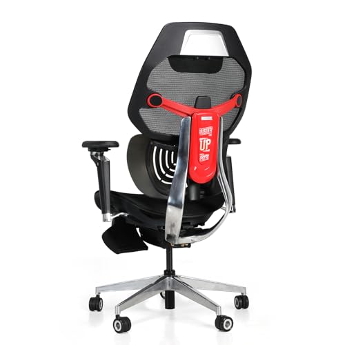 ES2T Computer Desk Gaming Chair with 2-Piece Protrusion Adjustable Lumbar Support Trackmaster 6D Armrest Height Adjustable with 2D Leather Headrest 136° Tilt for Office and Gaming