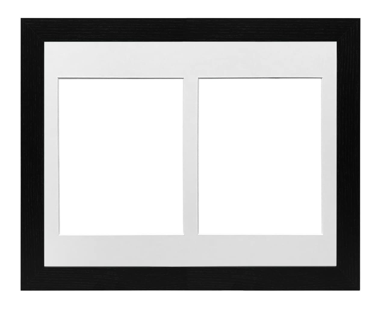 Black Frame 12x10' Multi Aperture Picture Frame with White Mount to fit (2x) 7x5' Photos with Perspex Sheet - Tabletop & Wall Mountable Landscape or Portrait