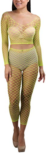 Image of ToBeInStyle Women's Spandex Multi Net Fishnet Set Rave Novelty Party Crop Top & Tights