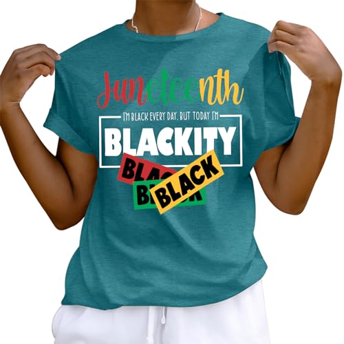 Juneteenth Shirts for Women: Blackity T Shirt 1865 Freedom T-Shirt Juneteenth Vibes Graphic Tee Tops Black Pride Shirt (Cyan, Small) — view 4