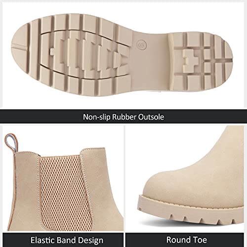 Vepose Women's 9607 Chelsea Ankle Boots Pull-On Booties, Beige, Size 7M Us (Cjy9607 Beige 07) #TOP5