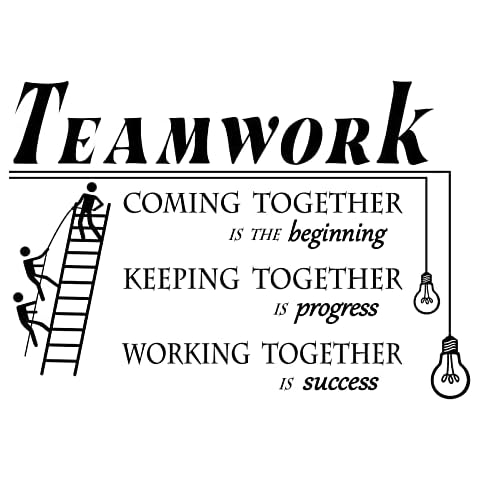 PLIGREAT Teamwork Inspirational Quotes Wall Stickers, Peel and Stick Wall Decals, Removable Vinyl Wall Stickers for Office Sports Training Field Practice Room DIY Wall Decorations Cover