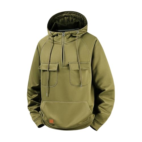 Big and Tall Fleece Hoodies for Men Quarter Zip Up Tactical Hoodie Pullover Loose Fit Solid Warm Hooded Sweatshirt