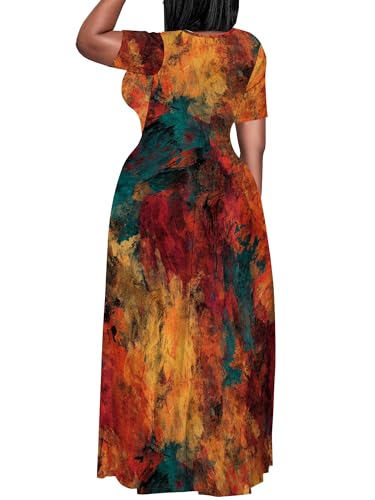 Image of SUZONANA Plus Size Dresses for Women Summer Casual Maxi Dress Short Sleeve Loose Vacation Dress