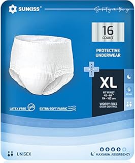 SUNKISS TrustPlus Incontinence and Postpartum Underwear for Men and Women, Disposable Protective Underwear with Overnight Comfort Absorbency, Leak Protection, Odor Control, XLarge, 16 Count