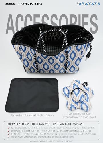 Neoprene Beach Bag for Women & Men, Large Travel Tote Gym & Pool Bag, Detachable Pouch4