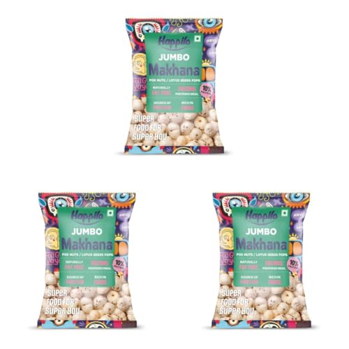 Image of Happilo Premium Jumbo Fox Nuts (Phool Makhana) 100g | Lotus Seeds, Gorgon Nuts, Puffed Kernels, Hand-Picked (Pack of 3)