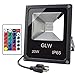 GLW LED RGB Flood Light, 20W Outdoor Color Changing Lights With Remote Control, IP65 Waterproof Dimmable Wall Washer Light, Flood Lamp 16 Colors 4 Modes with US 3-Plug