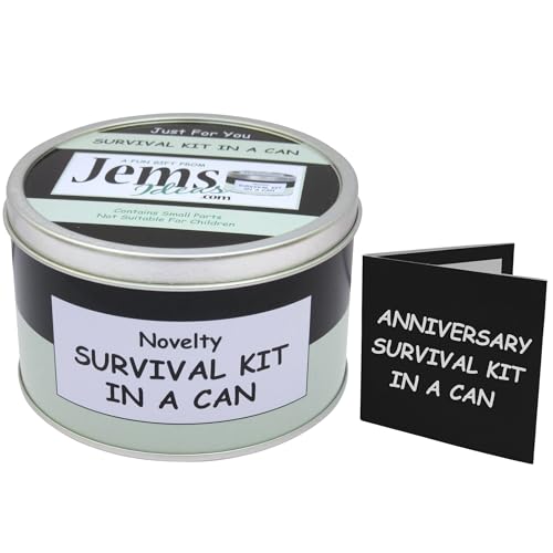 Survival Kit In A Can Anniversary Fun Novelty Gift for Him – Unique Anniversary Present for Husband, Boyfriend, Fiancé or Partner – Funny Keepsake Gift Box for Men – Romantic Gift Idea (Black/Mint)