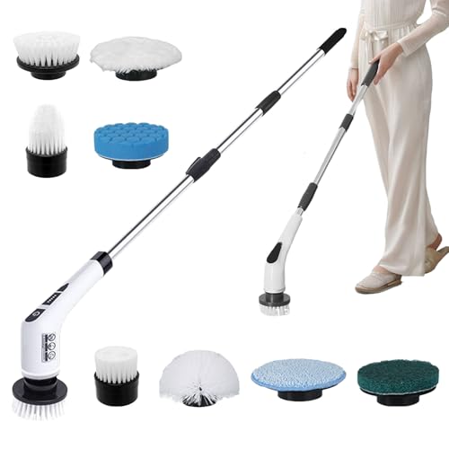 Tile Cleaning Brush, 9 in 1 Tile Cleaner Brush, Non-Slip Duster Polisher Scraper Attachment, Multifunctional Tool for Sink Wall Car Tub Garage Home Outdoor Door