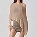 Women Sheer Poncho Top Knit Crochet Lightweight See Through Shawl Summer Shrug Beach Cover Up Light Brown