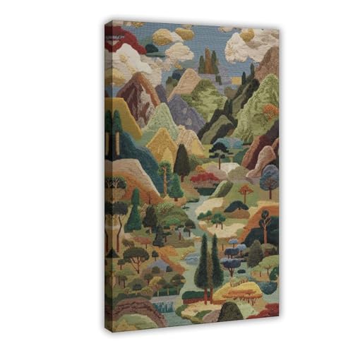 Décoration murale salon avec impression sur toile de forêts et rivières