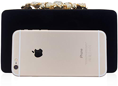 Dexmay Rhinestone Clutch Bag with Crystal Floral Clasp Women Evening Handbag Formal Party Purse - Image 3