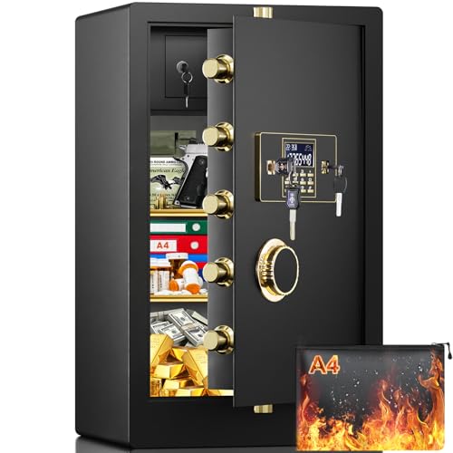 [31.5" Tall] Extra Large Home Safe Fireproof Waterproof, Heavy Duty Steel Safe Box with Fireproof Bag, Combination Lock and Inner Cabinet, Fire Proof Safes for Home Documents Valuables