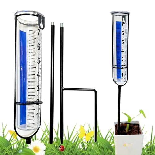Pluviómetro Exterior, 17 cm Pluviómetro Jardin de Gran Capacidad para Exteriores Pluviómetro Medidor de Lluvia Exterior Desmontable para Césped, Valla, Terraza, Decoración de Jardín y Regalo para Jard
