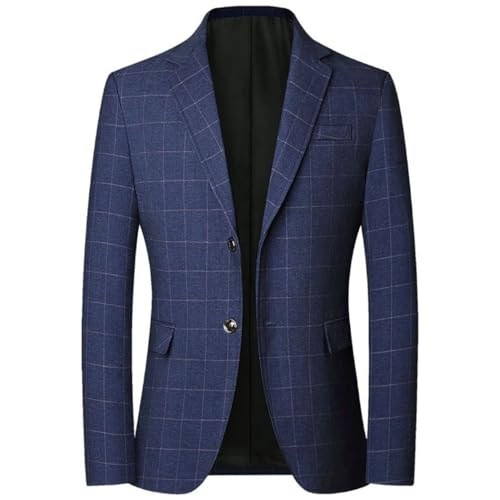 Men Blazer Suit Spring Wedding Fashion Check Slim Jacket for Party Business
