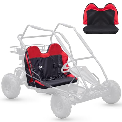 DaisyInner Go Kart Double Seat Cover Compatible with Kt196 Ck196-t 200gk Bench Double Cushion Cover 1680d with Seat Belt Hole Black and Red Go Kart Parts Protect from Wear and Tear Accessories