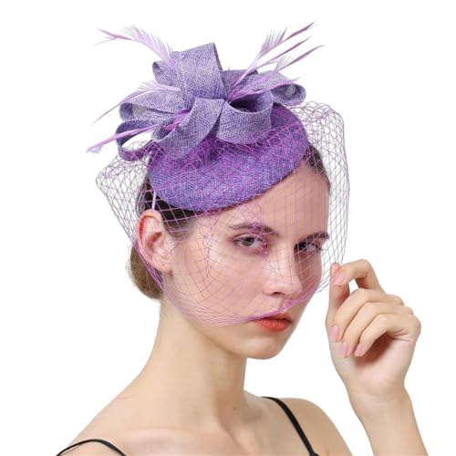Chapeau fascinateur en plumes synthétiques et voilage de luxe